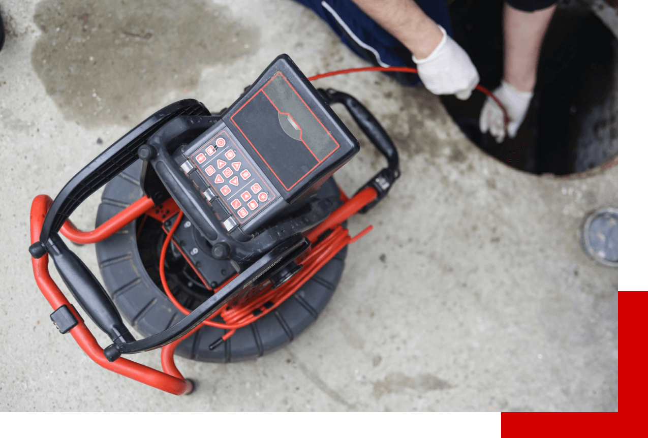 Blakc and red CCTV pipe camera